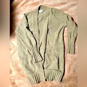 Women’s “Pink Rose” long beige sweater, like new!